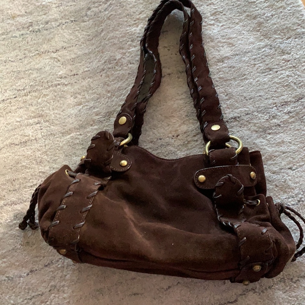 Gorgeous Chocolate brown Suede bag excellent. Beautiful details